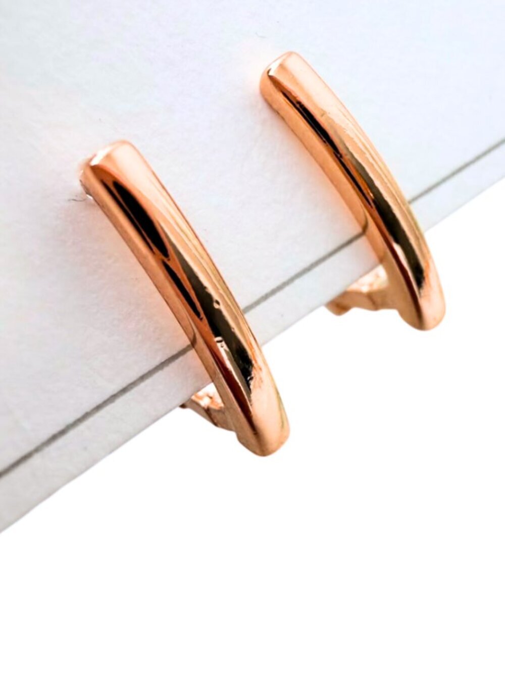 Sleek Geometric Square Hoop Earrings – Rose Gold Plated | Minimalist Jewelry